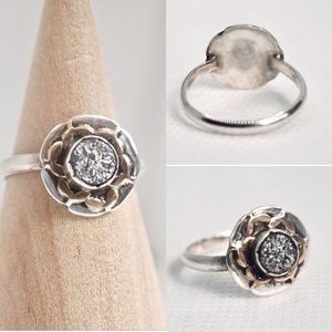 ❤️SOLD❤️Sterling Silver, Druzy, Flower ring